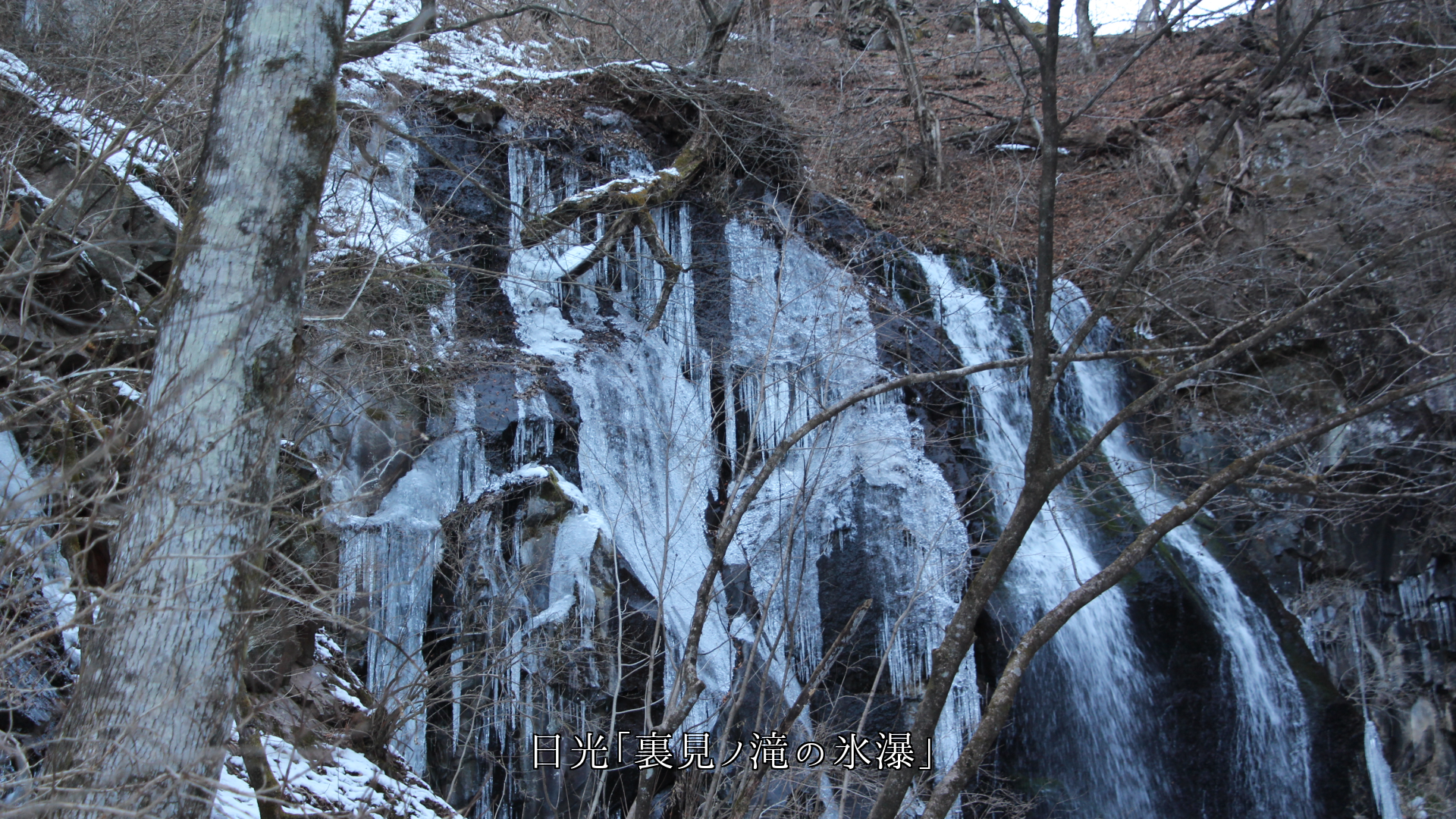 氷結した各地の滝 わずかな水の流れも 伴っている 春を待とう